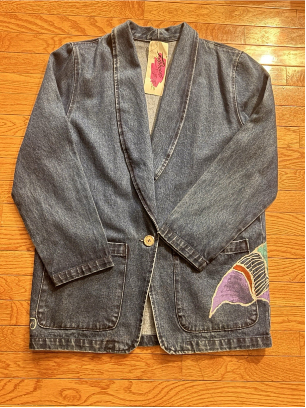 Vintage Hand Painted Denim Jacket Typhoons by Melissa-BOHO Southwestern NOS-MINT - Picture 2 of 16